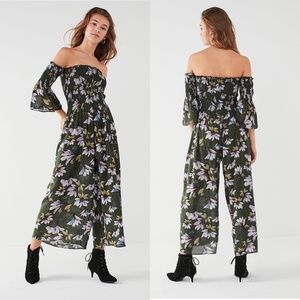 URBAN OUTFITTERS Floral Off The Shoulder Jumpsuit